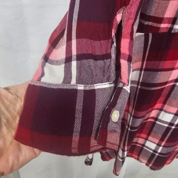 Express Flannel Tunic Plaid Purple Casual Punk Grunge L - Picture 3 of 10